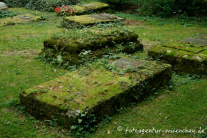  - Vermooste Grabsteine auf dem Waldfriedhof